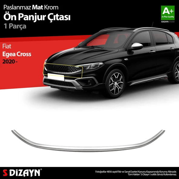 S-Dizayn Fiat Egea Cross Krom Ön Panjur Çıtası 2020 Üzeri Mat Krom ürün görseli 1