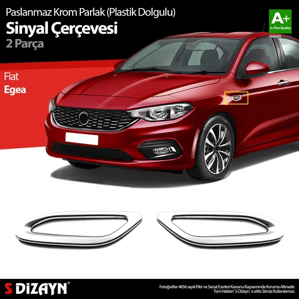 S-Dizayn Fiat Egea Parlak Krom Sinyal Çerçevesi 2 Prç. ABS Plastik Dolgulu 2015 Üzeri ürün görseli 1
