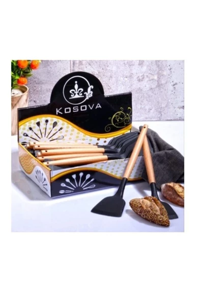 KOSOVA SLK-204 BAMBU SİLİKON SPATULA SİYAH ürün görseli 1
