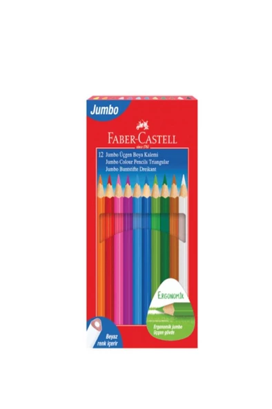 Faber Castell Kuru Boya Kalemi Jumbo 12'Li Tam Boy Beyaz 5173116616000 ürün görseli 1
