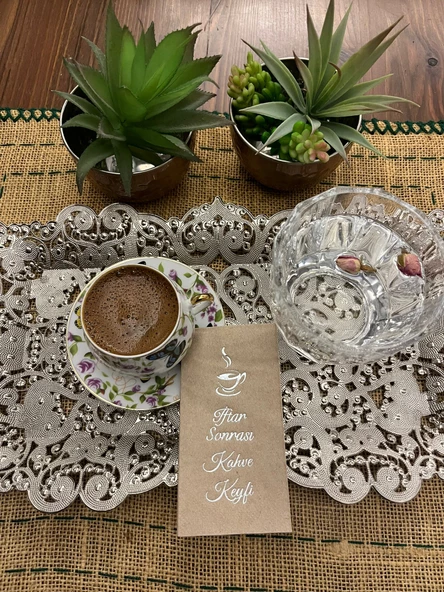 Gümüş Yaldızlı Kraft İftar Sonrası Kahve Keyfi Peçete 6x12 cm ürün görseli 1