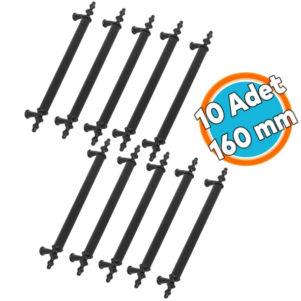 (10 ADET) Çekmece Dolap Kapak Kulpu Kulbu 160 mm Mat Siyah Metal Kulp 16 Cm ürün görseli 1
