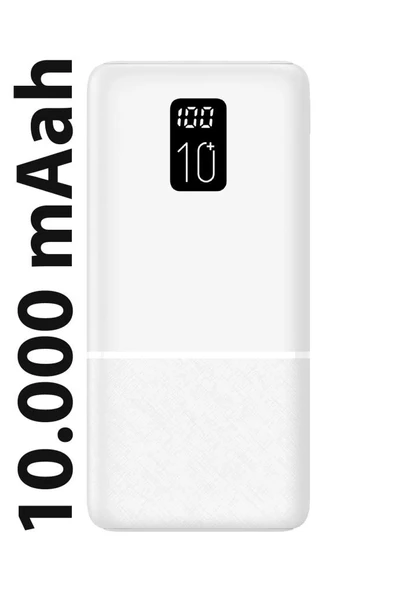 LED Ekranlı Slim 10000MAH Powerbank Taşınabilir Şarj Cihazı Beyaz ürün görseli 1