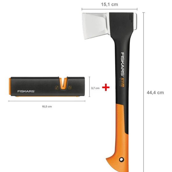 Fiskars Yarma Baltası S-X11 + Balta ve Bıçak Bileyici ürün görseli 1