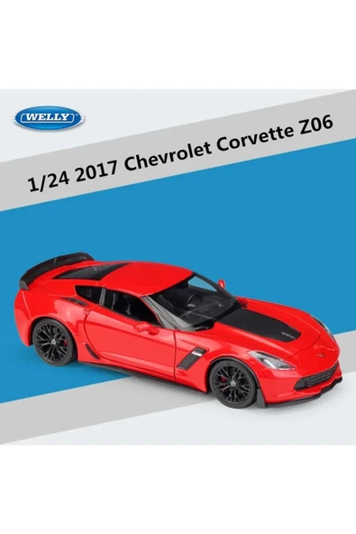 CHEVYROLET CORVETTE Z06 1/24 KIRMIZI RENK MODEL ARABA KOLEKSİYON ürün görseli 1