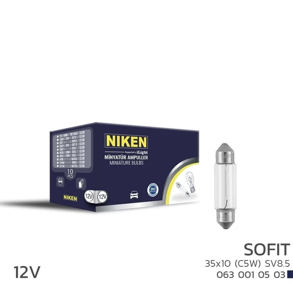 Niken 12V Sofit Ampul 35X10 (C5W) Sv8.5 10 LU ürün görseli 1