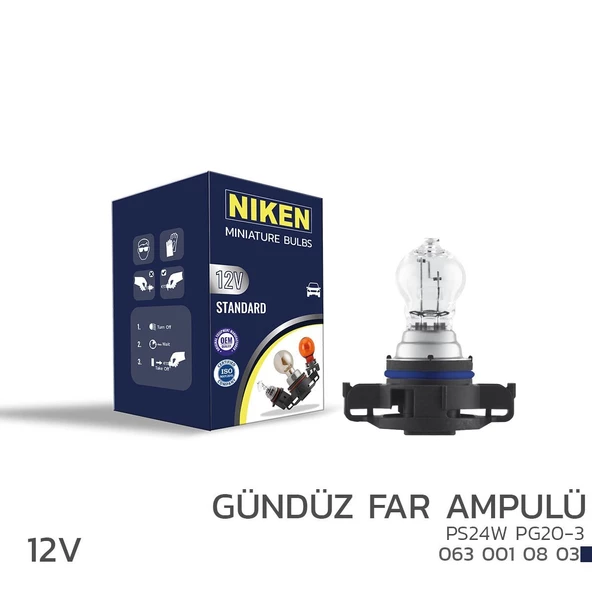 Niken 12V PS24W Gündüz Far Ampulü (PG20-3) 10’Lu ürün görseli 1