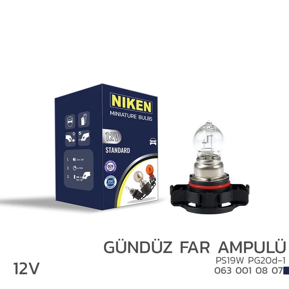 Niken 12V PS19W Gündüz Far Ampulü (PG20d-1) 10’Lu ürün görseli 1