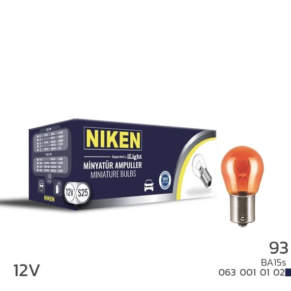 Niken 12V 93 Ampul Amber BA15S 10 LU ürün görseli 1
