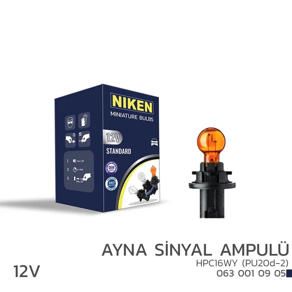 Niken 12V HPC16WY Aayna Sinyal AmpulMP (PU20d-2) AMBER 10’Lu ürün görseli 1