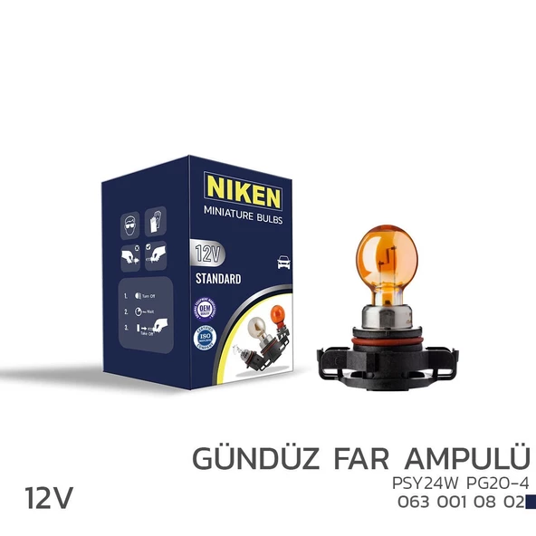 Niken 12V PSY24W Gündüz Far Ampulü (PG20-4)AMB 10’Lu ürün görseli 1
