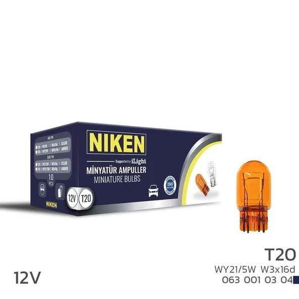 Niken 12V T20 Ampul (WY21/5W) Amber W3X16D 10 LU ürün görseli 1