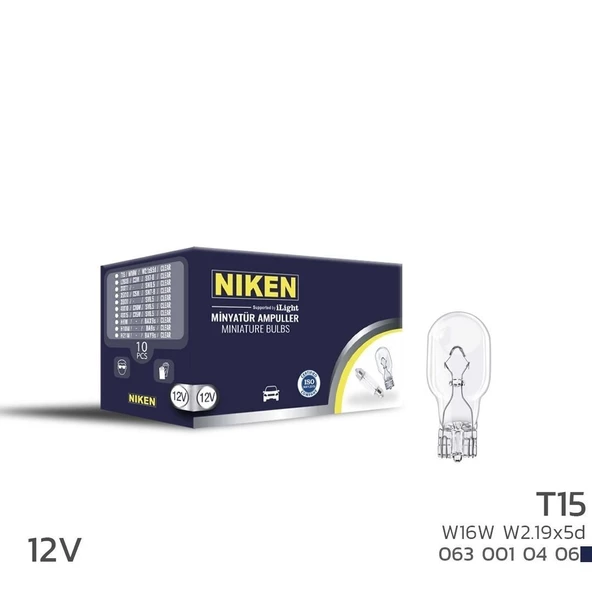 Niken 12V T15 Ampul(W16W) W2.19X5D 10 LU ürün görseli 1