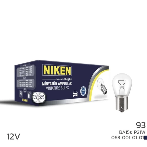 Niken 12V 93 Ampul (P21W) BA15S 10 LU ürün görseli 1