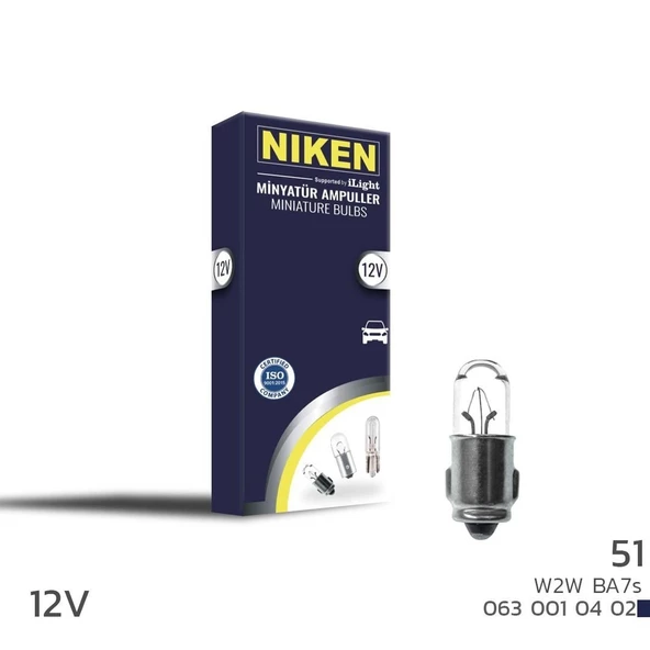 Niken 12V 51 Ampul (W2W) BA7S 10 LU ürün görseli 1
