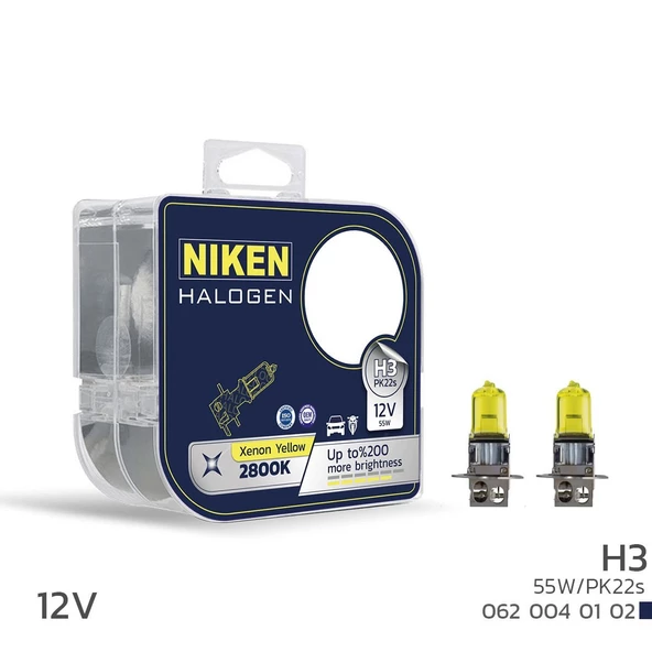 Niken 12V H3 55W Sarı Işık Ampul PK22s 2800K ürün görseli 1
