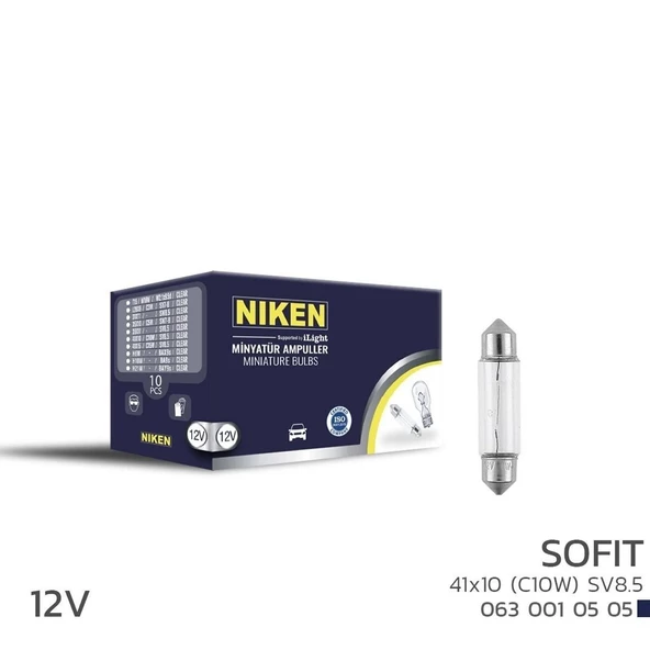 Niken 12V Sofit Ampul 41X10 (C10W) Sv8.5 10 LU ürün görseli 1