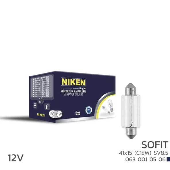 Niken 12V Sofit Ampul 41X15 (C15W) Sv8.5 10 LU ürün görseli 1