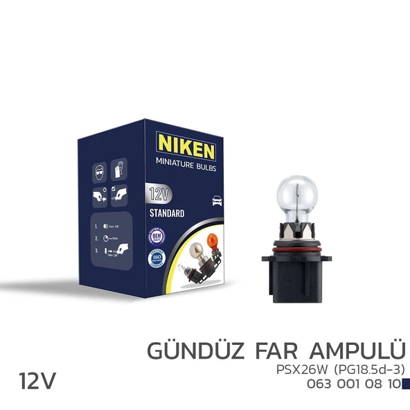 Niken 12V PSX26W Gündüz Far Ampulü (PG18.5d-3) 10’Lu ürün görseli 1