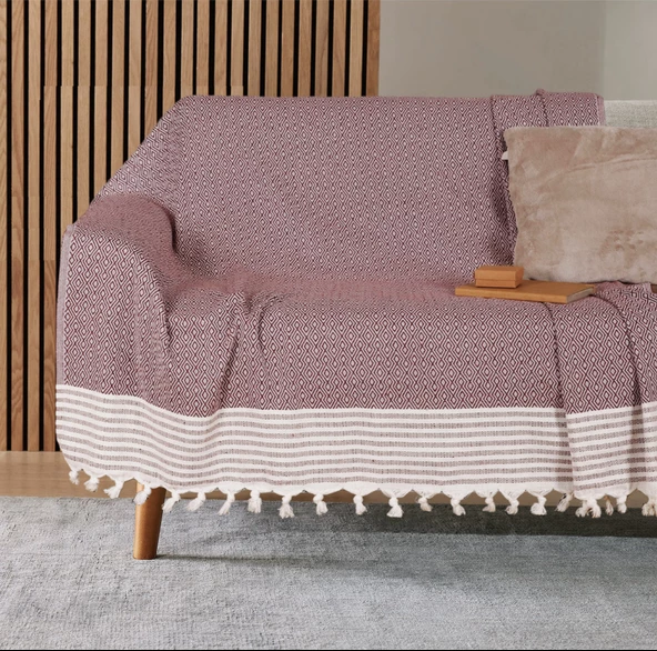 Buldan İşi Kaymaz Pamuklu Koltuk Örtüsü 170x210 Cm Koltuk Şalı Çekyat Kanepe Örtüsü - MÜRDÜM ürün görseli 1