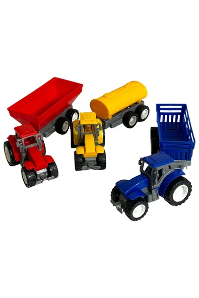 Traktör Oyuncak 3'lü Set Süper Farm Modern Design RÖMORKLU TRAKTÖR SET ürün görseli 1