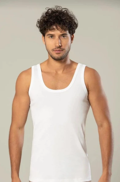 ERDEM 1110 ERKEK RİBANA ASKILI ATLET TEKLİ  BEYAZ M ürün görseli 1