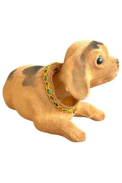 KAFA SALLAYAN KÖPEK ARABA SÜSÜ KAHVERENGİ RENK 14 CM ürün görseli 1