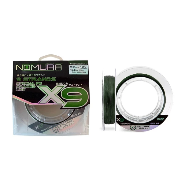 Nomura Braid X9 150mt 0.14mm (0.8PE) Moss Green Örgü İp Misina ürün görseli 1