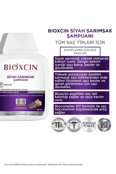 Bioxcin Siyah Sarımsak Şampuanı 300 ml - 3 Al 2 Öde - Resim 2