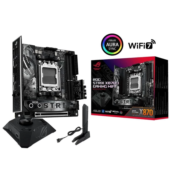 ASUS ROG STRIX X870-I GAMING WIFI AM5 DDR5 8400OC 2xUSB4 2xM2 HDMI WIFI7 BT ürün görseli 1