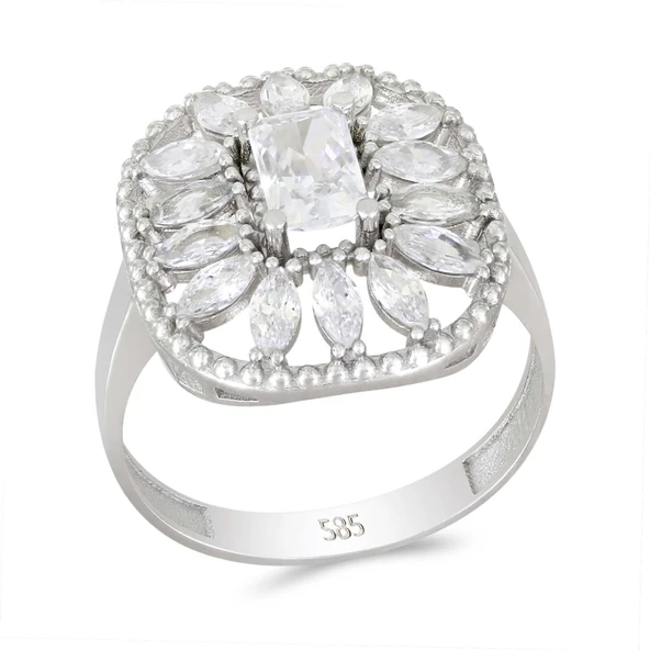 Altın Baget Taşlı Tektaş Yüzük T065398 ürün görseli 1