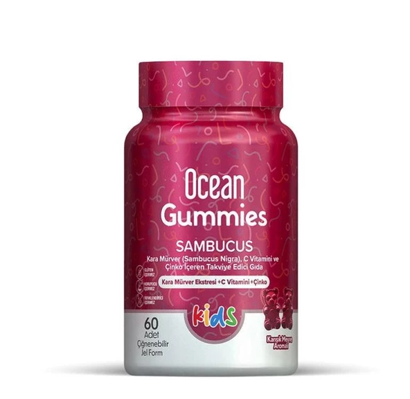 Orzax Ocean Gummies Sambucus Kids 60 Adet Çiğnenebilir Jel Form ürün görseli 1