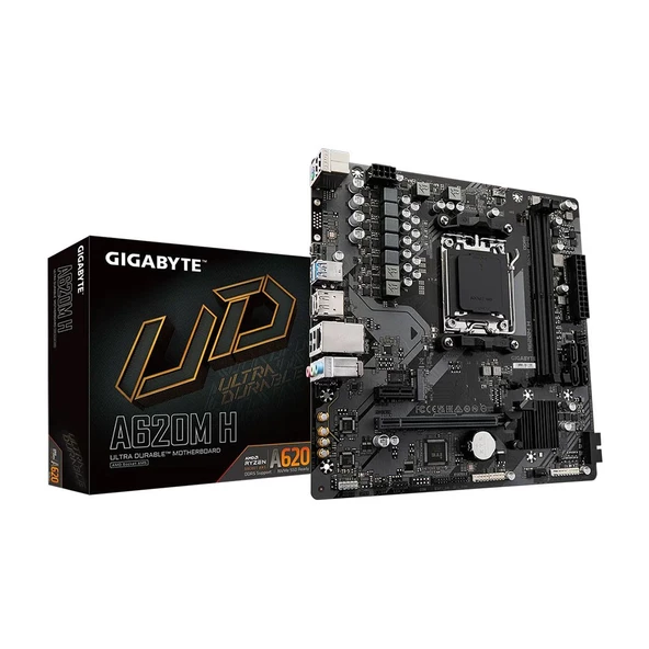 GIGABYTE A620M-H A620 Soket AM5 PCIe 4.0 DDR5 6400MHz (O.C.) M.2 mATX Anakart ürün görseli 1