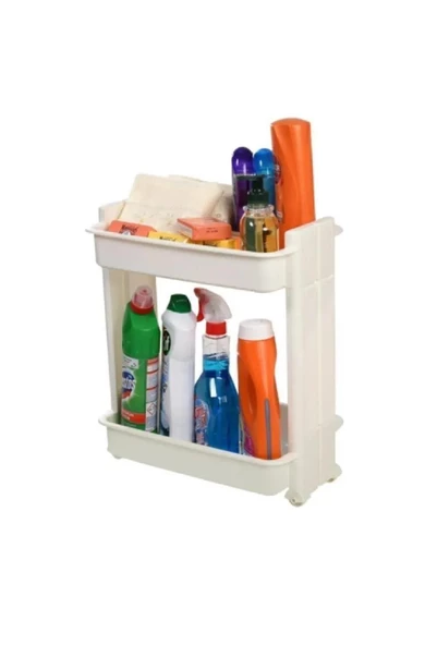 MOTEK TEKERLEKLİ MODERN ORGANİZER RAF 2 KATLI MR-02 BEYAZ ürün görseli 1