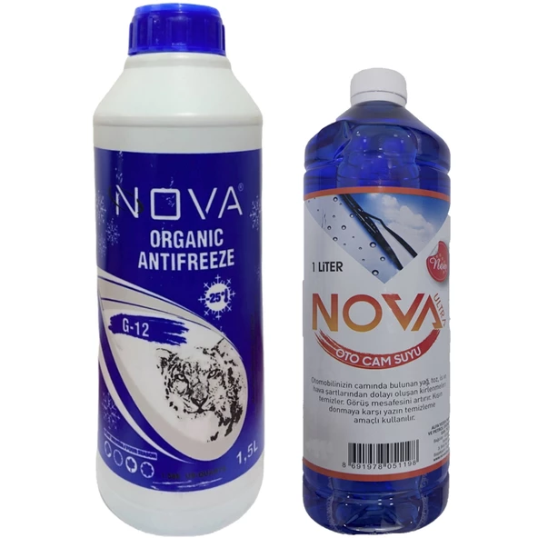 Nova -25 Derece Yeşil Antifriz 1.5 Litre + Cam Suyu 1 LT ürün görseli 1