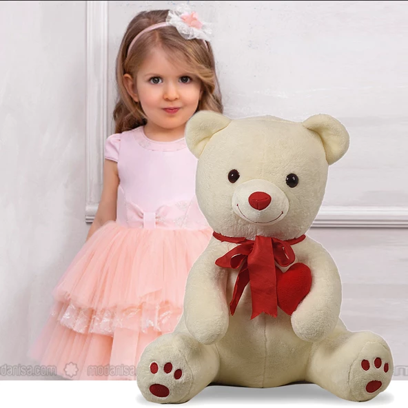 Sevgiliye Özel HEDİYE - 80 cm Kalp Tutan, Oturan Sevimli Peluş Ayı ürün görseli 1
