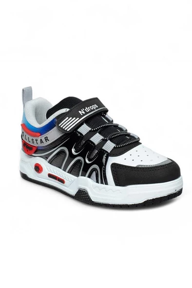Ndrops 020-24 Deri Erkek Çocuk Sneaker Siyah Beyaz 26-30 ürün görseli 1