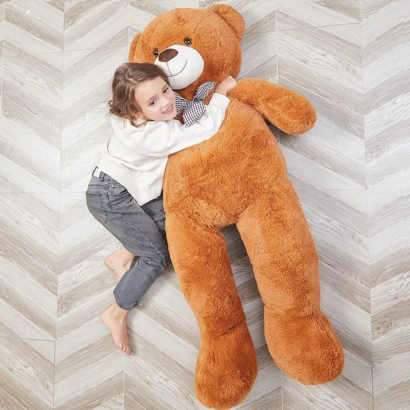 130 cm Papyonlu Sevimli Büyük Peluş Ayıcık- % 100 YERLİ ürün görseli 1