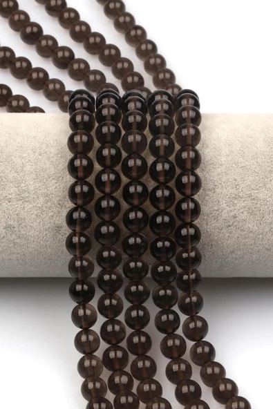 Smoky Obsidyen Doğaltaş Dizi 8 mm Küre Kesim ürün görseli 1