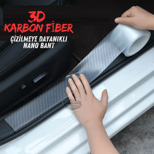 Üniversal Araç İçi 3D Şeffaf Karbon Kapı Eşik Bandı Arka Tampon Eşiği Koruma Folyosu Orijinal Hava Kanallı Yapışkanlı İthal Çok Amaçlı Tampon Koruma 5 Metre ürün görseli 1