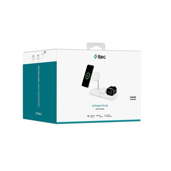 Ttec 2KS32B AirCharger Trio Up MagSafe Uyumlu 3ü 1 Arada iPhone + Apple Watch + AirPods Kablosuz Şarj Standı - Resim 8