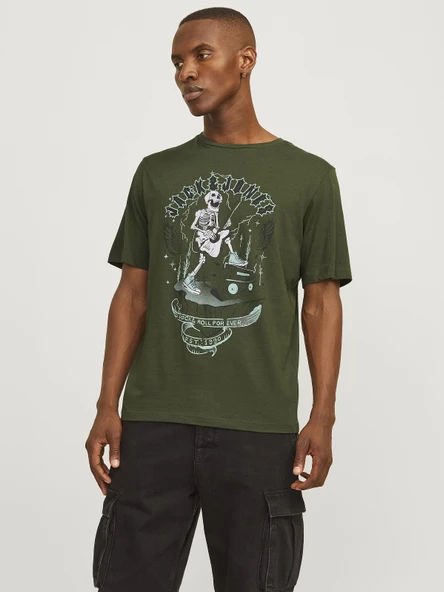 JACK JONES Erkek İskelet Baskılı Tişört 12256782 ürün görseli 1