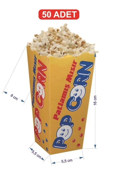 Küçük Karton PopCorn / Mısır Kutusu 50 Adet ürün görseli 1