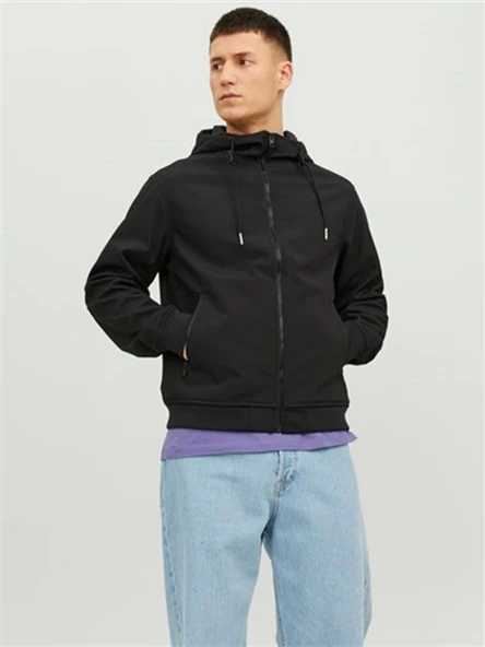 JJEBASIC SOFTSHELL HOOD NOOS Black Black M - Resim 2