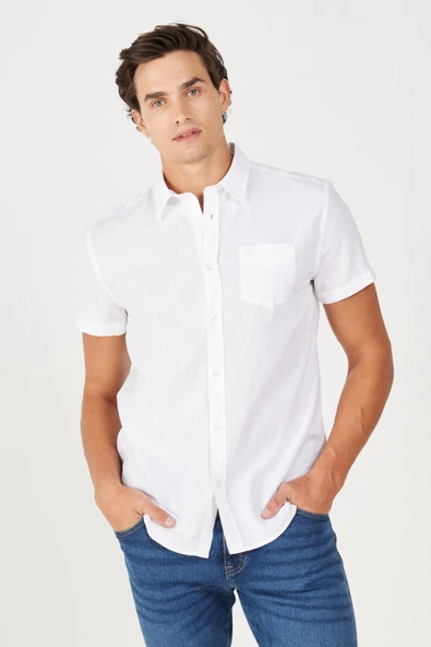 SS Kısa Kollu Gömlek White White XL - Resim 5