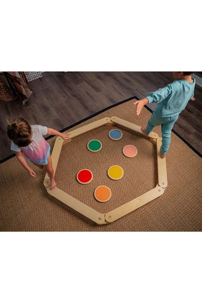 Galery Wood Montessori Ahşap Denge Kirişi 6 Sopa 6 Taş ürün görseli 1