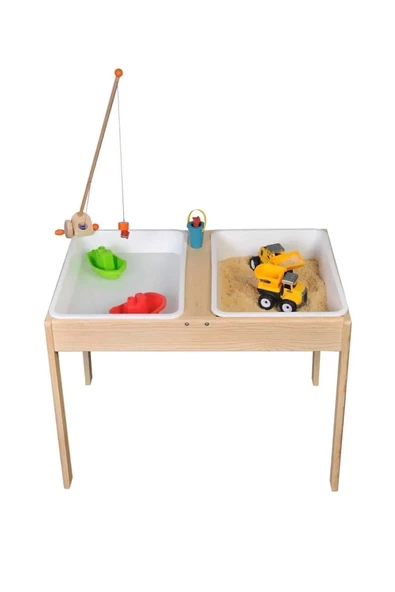 Galery Wood Montessori Doğal Ahşap Duyu Aktivite Kum Ve Su Masası-duyusal Oyun Ve Gelişim Iç Mekan Aktivite Masa - Resim 2