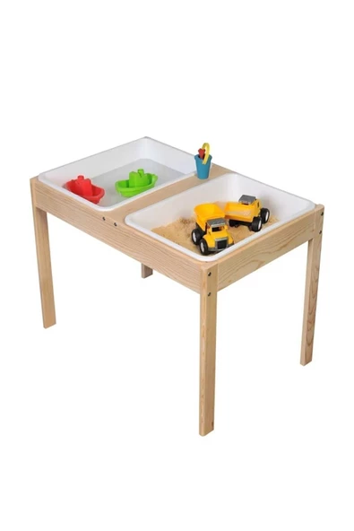 Galery Wood Montessori Doğal Ahşap Duyu Aktivite Kum Ve Su Masası-duyusal Oyun Ve Gelişim Iç Mekan Aktivite Masa - Resim 5