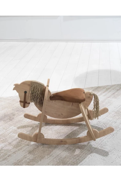 Galery Wood Ahşap Sallanan At-Nubuk Kumaş Koltuklu, Sallanan Çocuk Bebek Oyuncak, Çocuk Aktivite Montessori ürün görseli 1