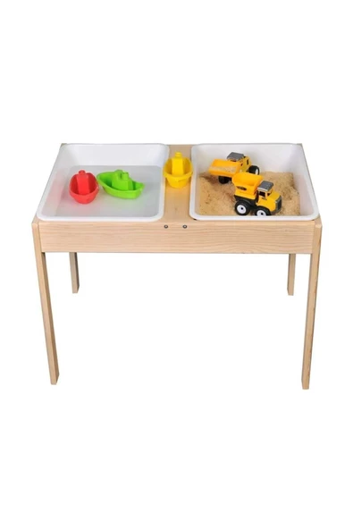 Galery Wood Montessori Doğal Ahşap Duyu Aktivite Kum Ve Su Masası-duyusal Oyun Ve Gelişim Iç Mekan Aktivite Masa ürün görseli 1